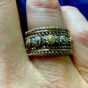 18K, Diamond and Sterling Silver stack rings - set of 3